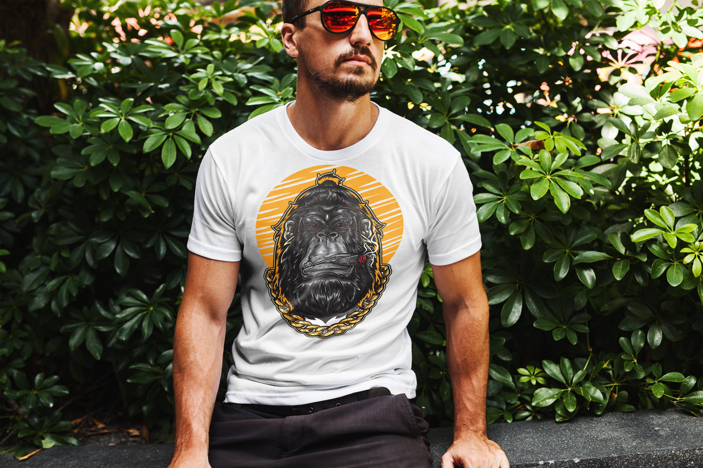 Gorilla Boss Mens T Shirt (White)