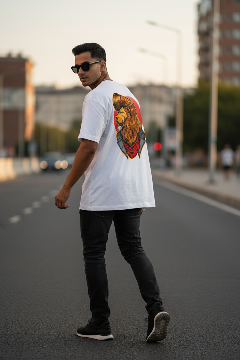 Rebel Lion Mens T Shirt (White)