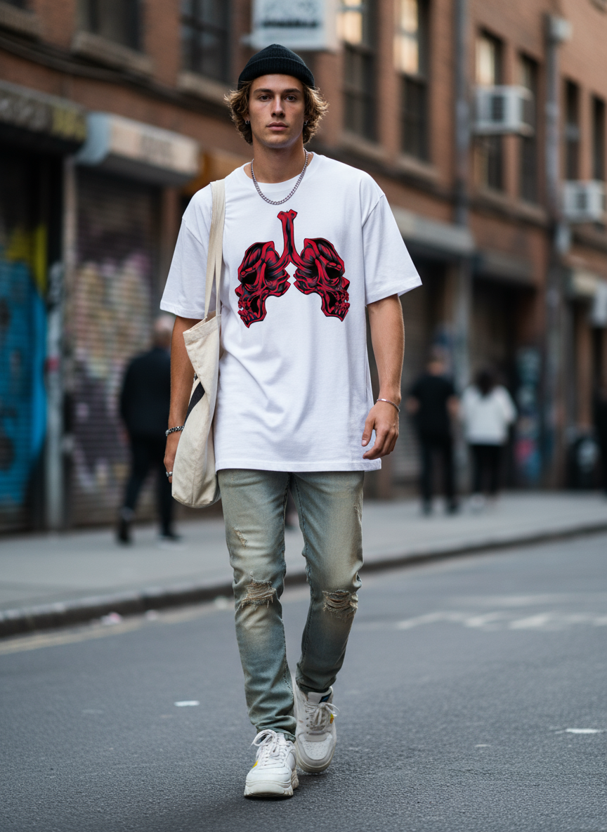 Skull Lungs  Oversized T Shirt