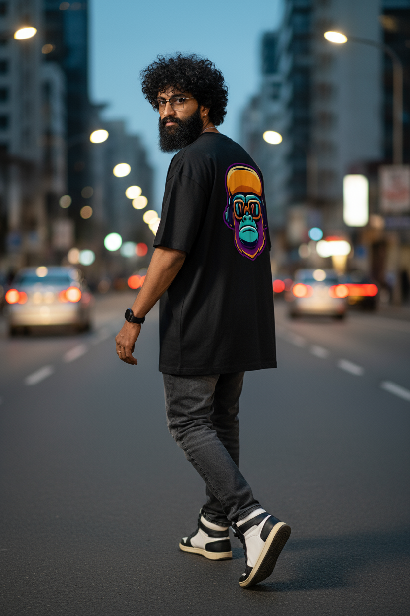 DJ Monkey Mens T Shirt (Black)