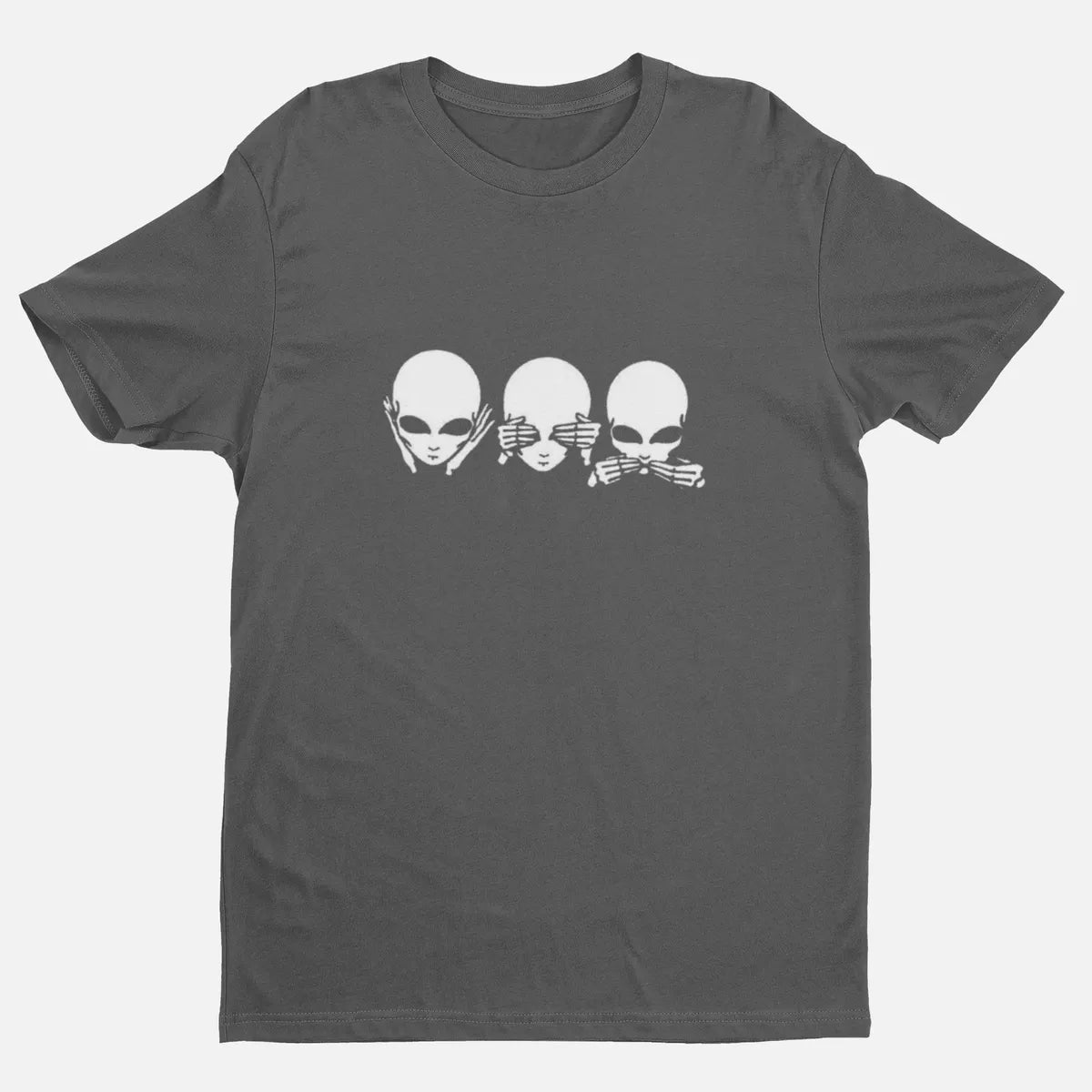 Grey Gandhi Vibe Cotton Three Monkeys Skeleton T Shirt For women