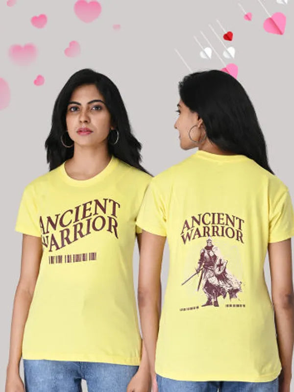 Yellow Ancient Warrior T-Shirt -100% Cotton Regular Fit For Women