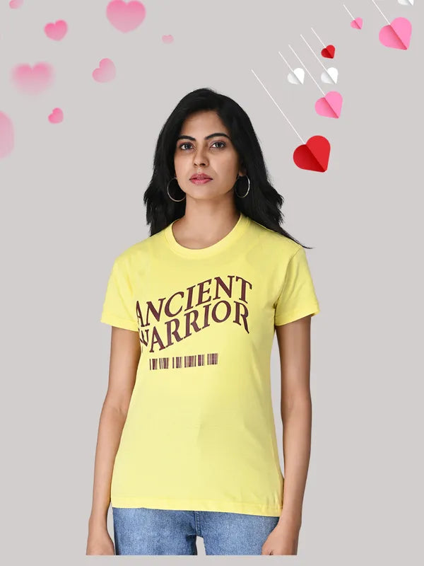 Yellow Ancient Warrior T-Shirt -100% Cotton Regular Fit For Women