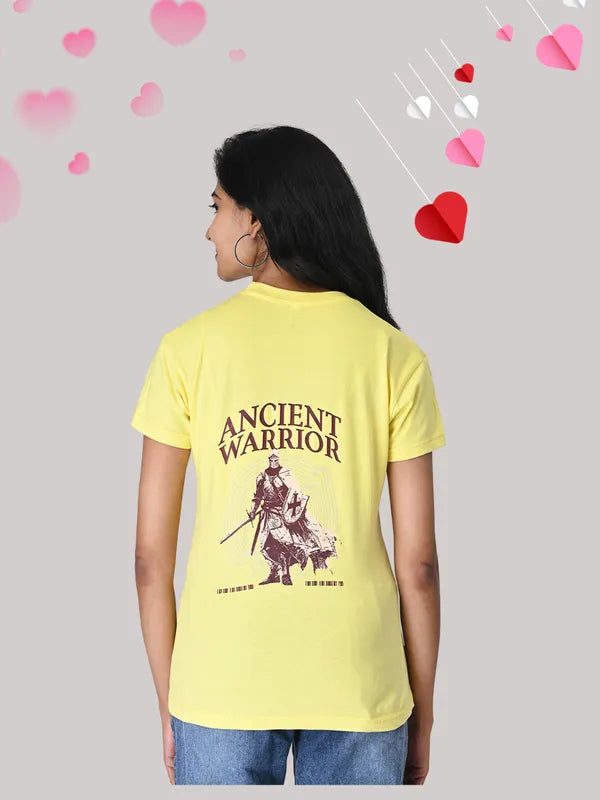 Yellow Ancient Warrior T-Shirt -100% Cotton Regular Fit For Women
