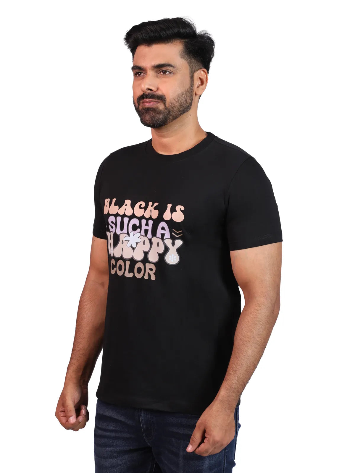 Black Happy Hue Premium Cotton Tee — Paradox Edition