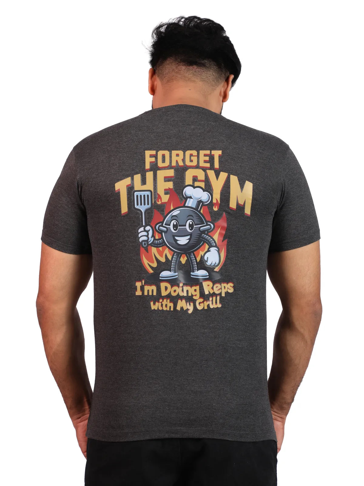 Grey Grill Master Reps Premium Cotton Tee- BBQ Warrior Edition Less