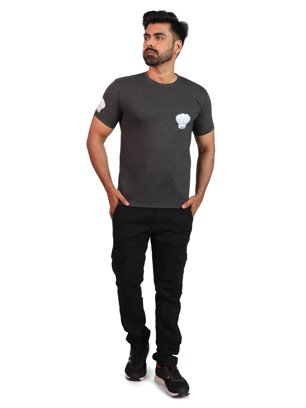Grey Grill Master Reps Premium Cotton Tee- BBQ Warrior Edition Less
