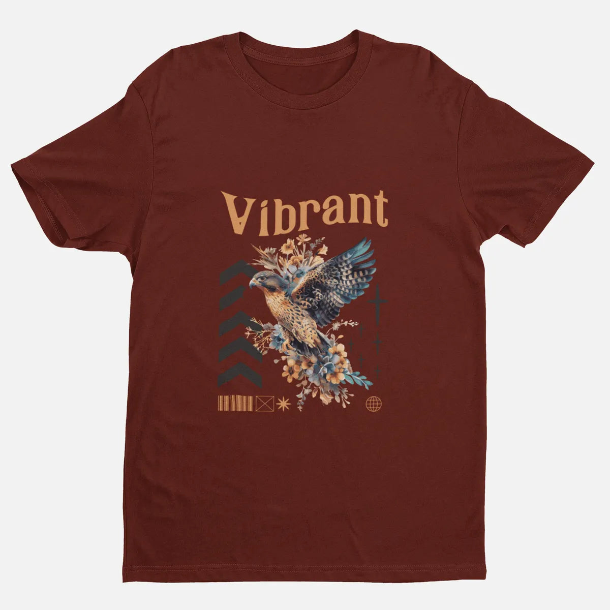 Maroon Eagle Vision Cotton Round Neck T Shirt For Men