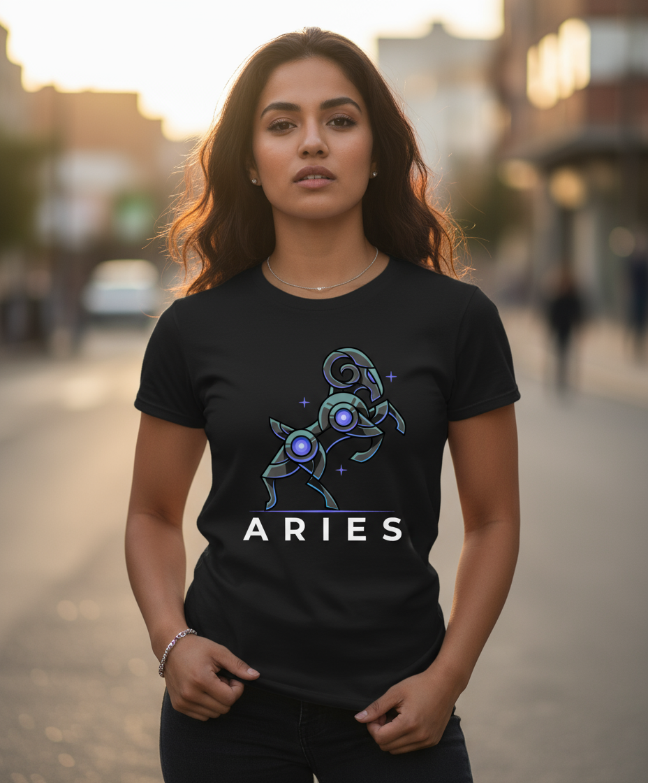 Black Aries Womens T-Shirt