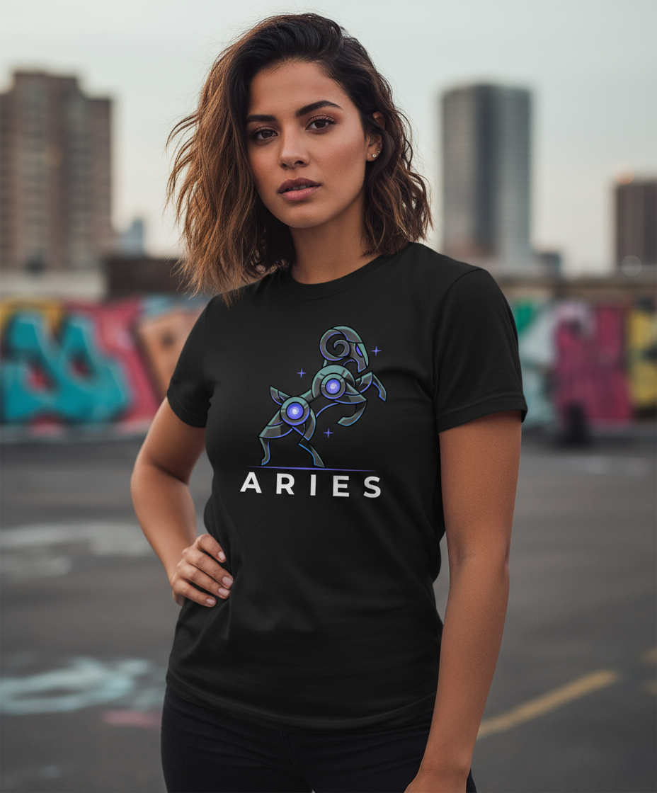 Black Aries Womens T-Shirt