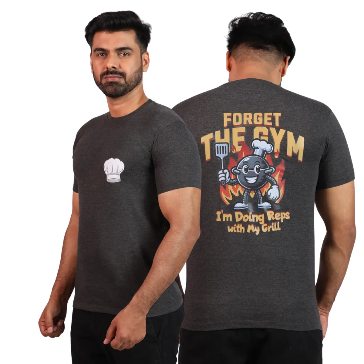 Grey Grill Master Reps Premium Cotton Tee- BBQ Warrior Edition Less