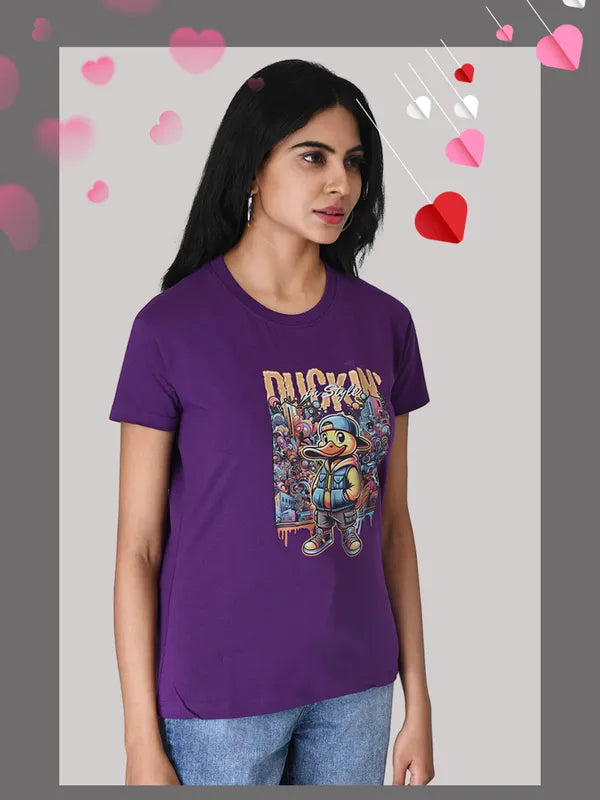 Purple Duckin T-Shirt -100% Cotton Regular Fit for Women