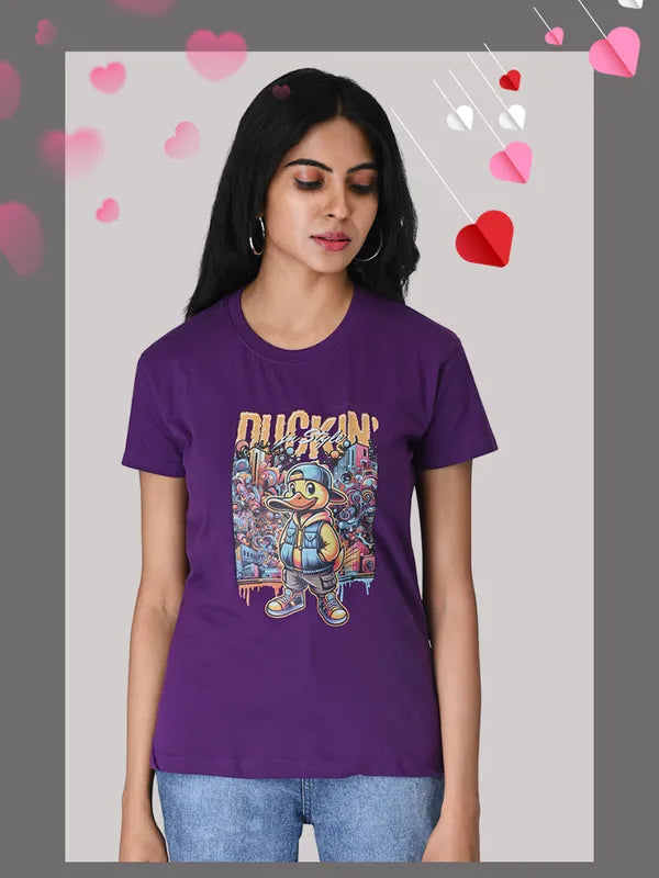 Purple Duckin T-Shirt -100% Cotton Regular Fit for Women