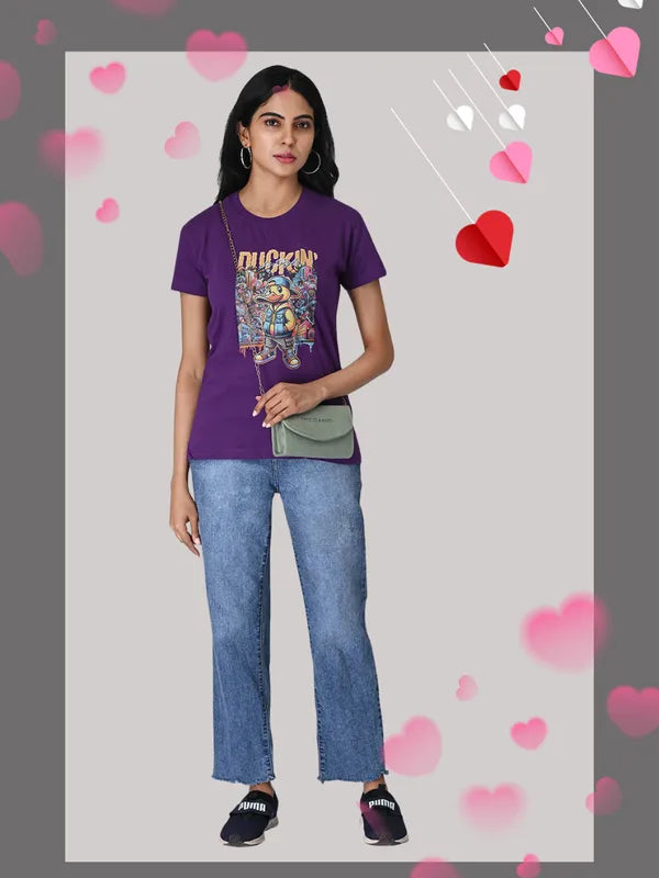 Purple Duckin T-Shirt -100% Cotton Regular Fit for Women