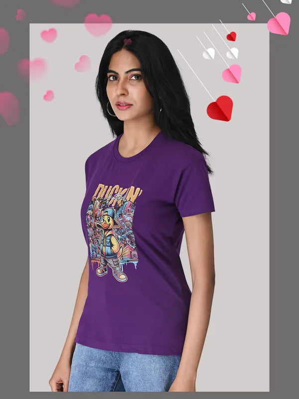 Purple Duckin T-Shirt -100% Cotton Regular Fit for Women