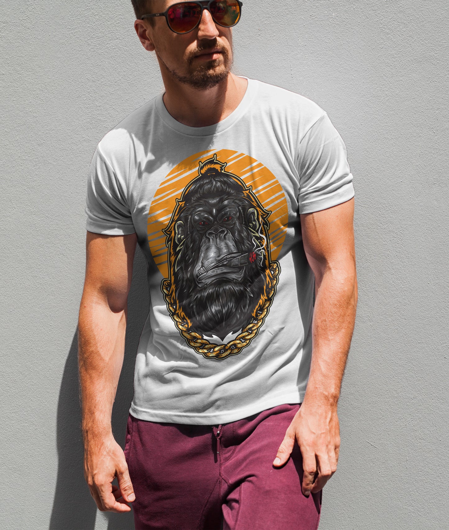 Gorilla Boss Mens T Shirt (White)