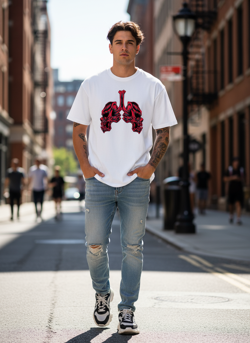 Skull Lungs  Oversized T Shirt