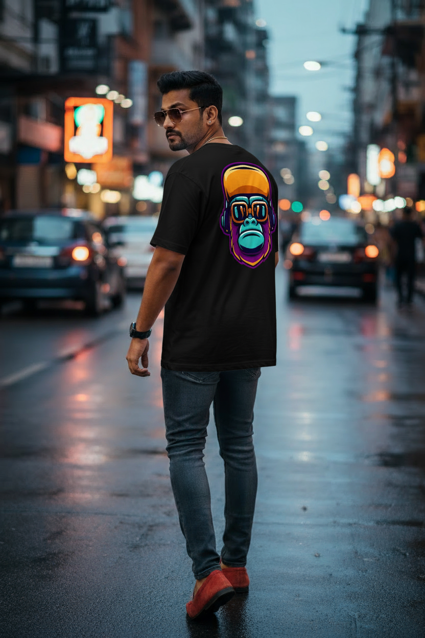 DJ Monkey Mens T Shirt (Black)