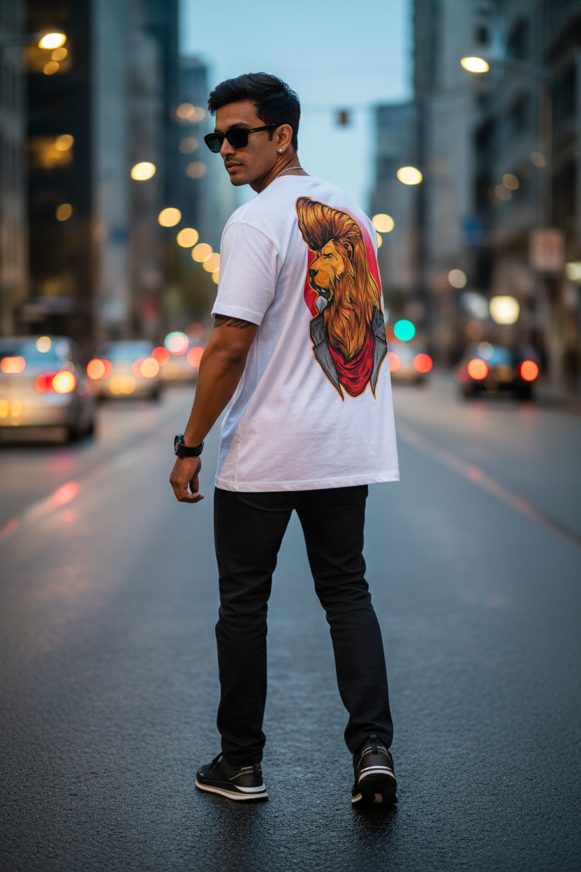 Rebel Lion Mens T Shirt (White)