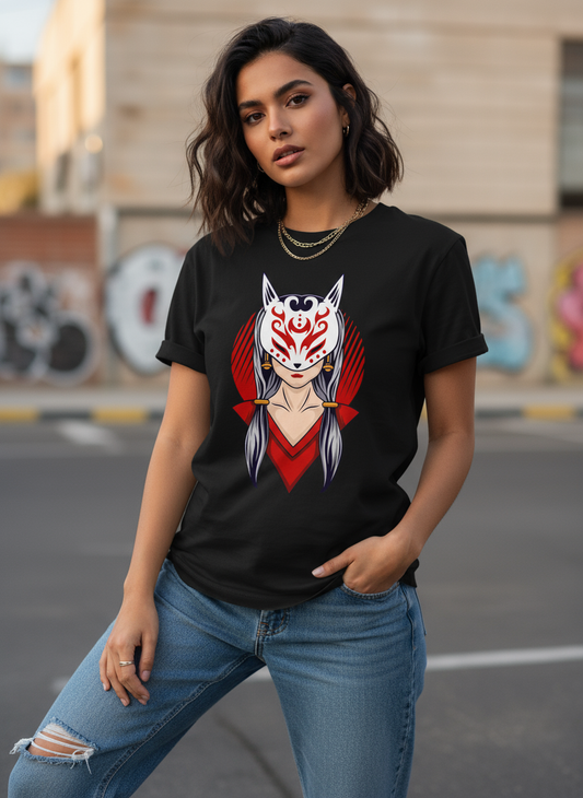 Japan Girl Womens T Shirt (Black)