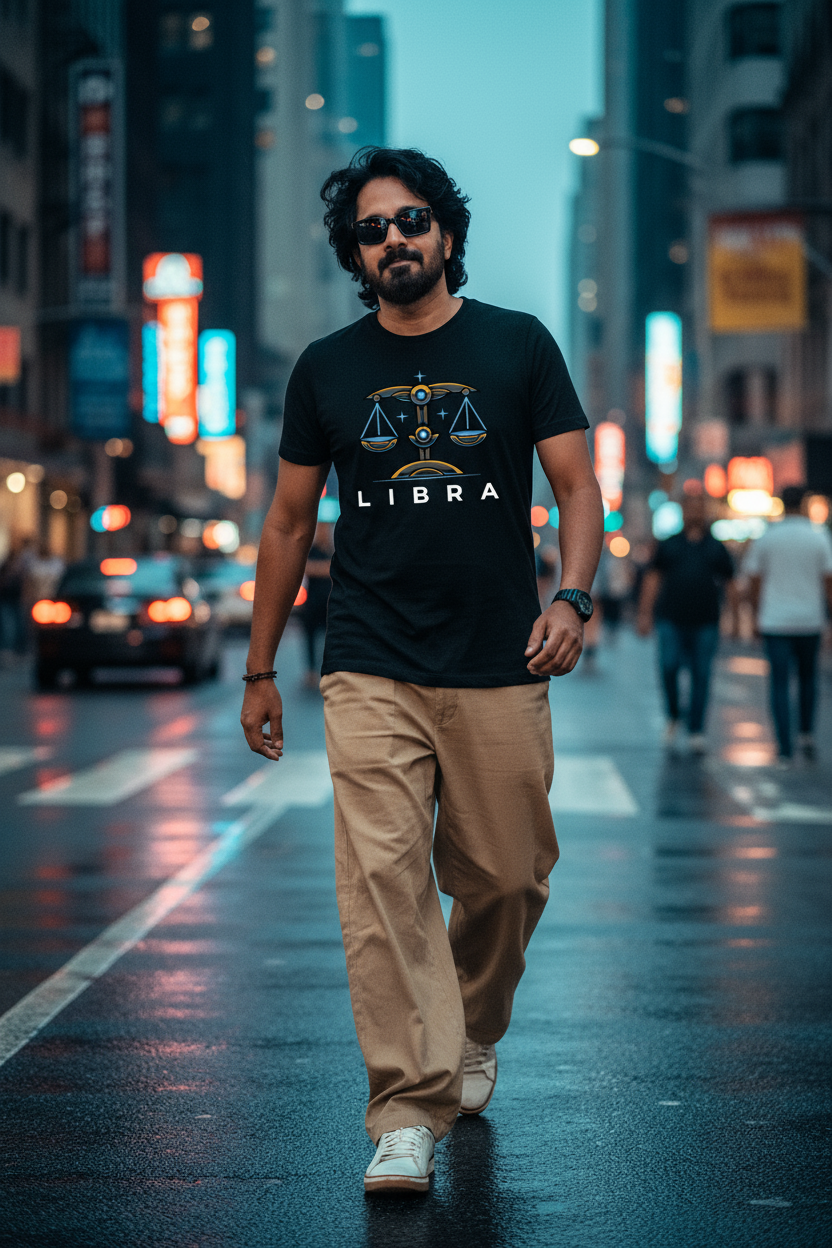 Libra Mens T Shirt (Black
