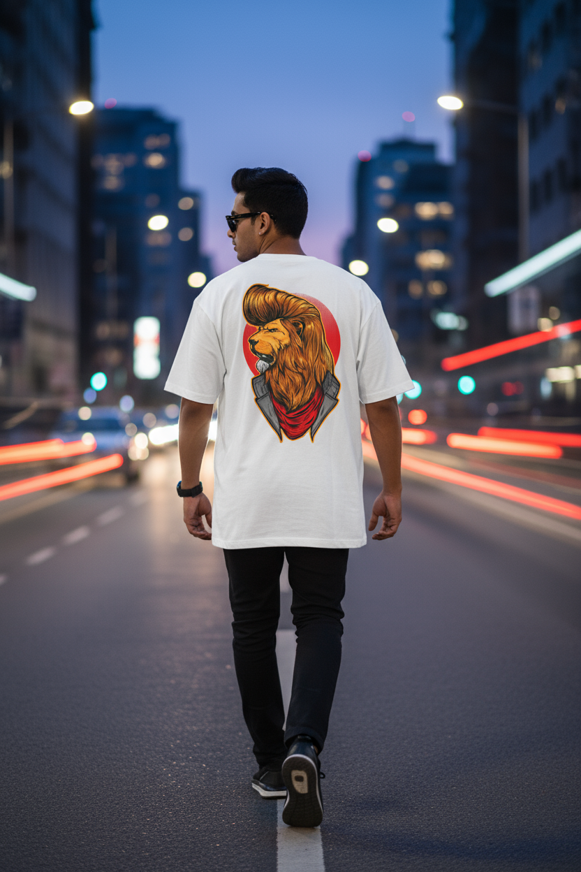 Rebel Lion Mens T Shirt (White)
