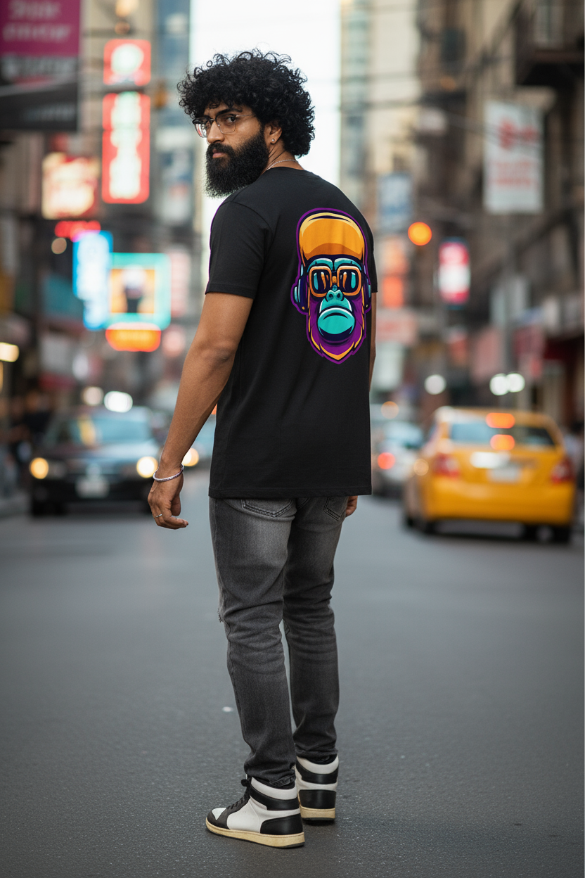 DJ Monkey Mens T Shirt (Black)