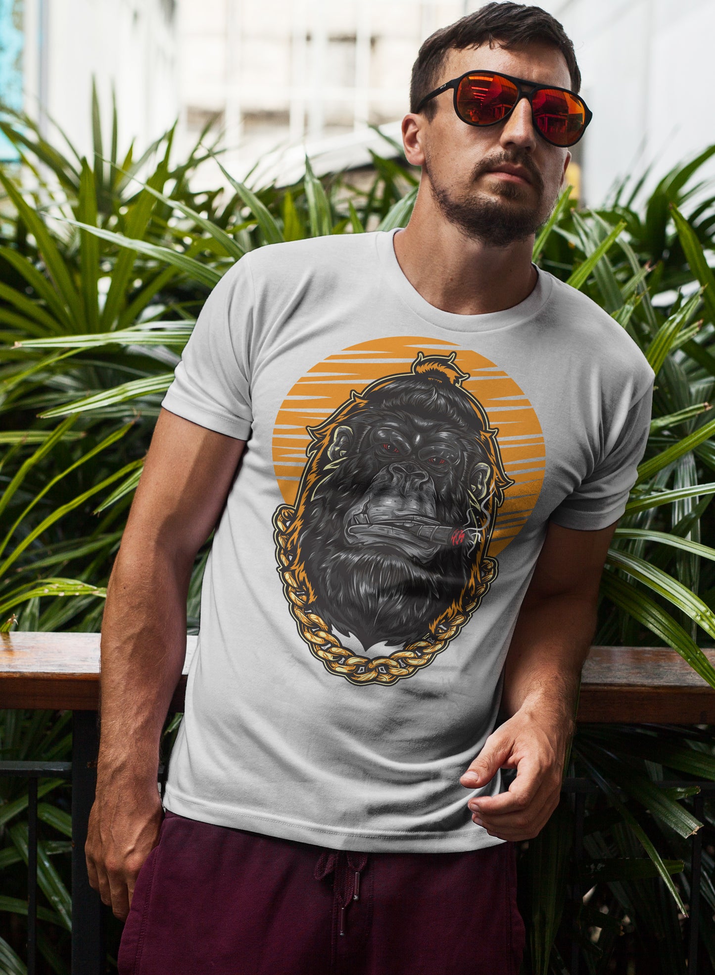 Gorilla Boss Mens T Shirt (White)