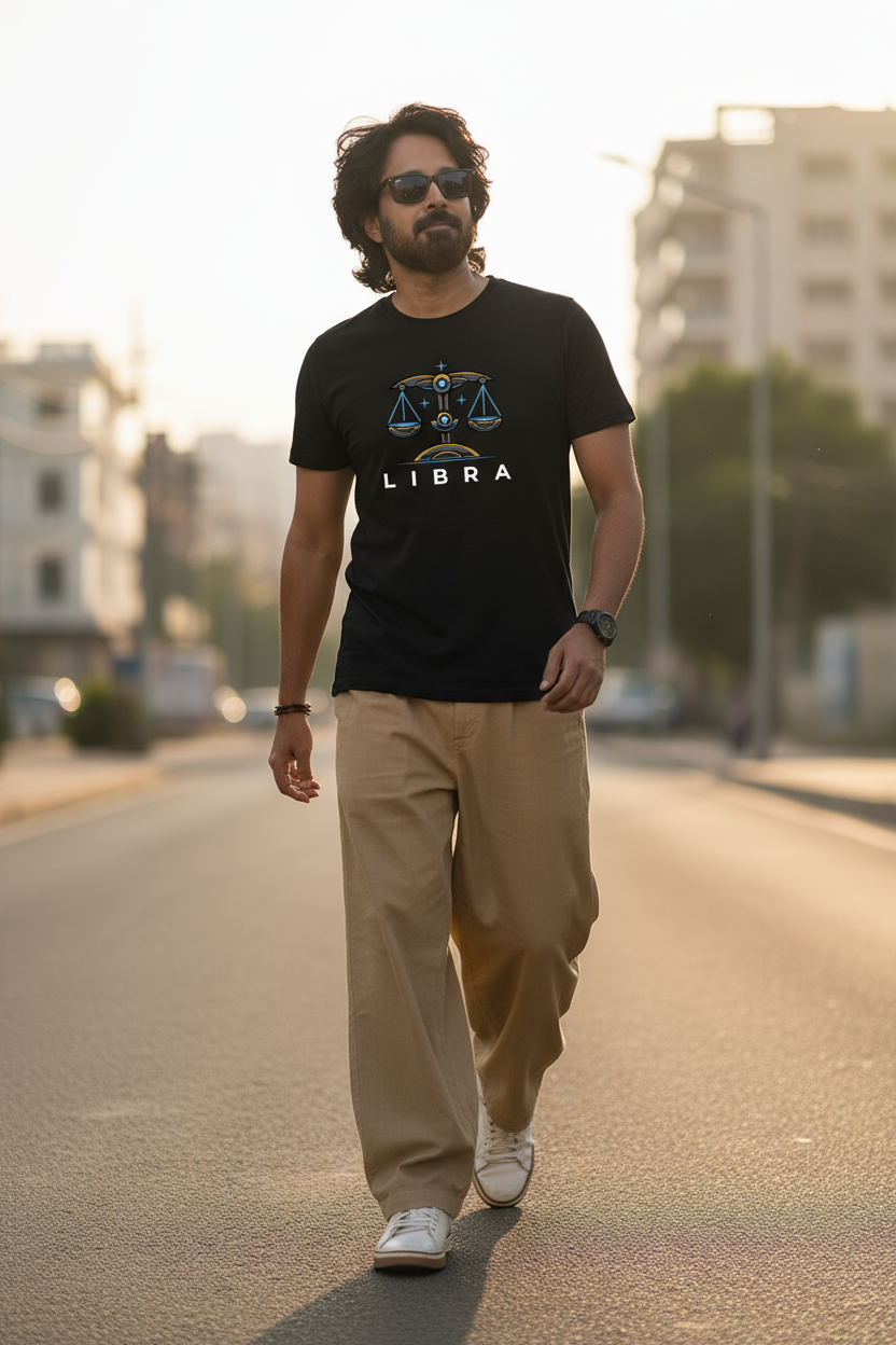Libra Mens T Shirt (Black