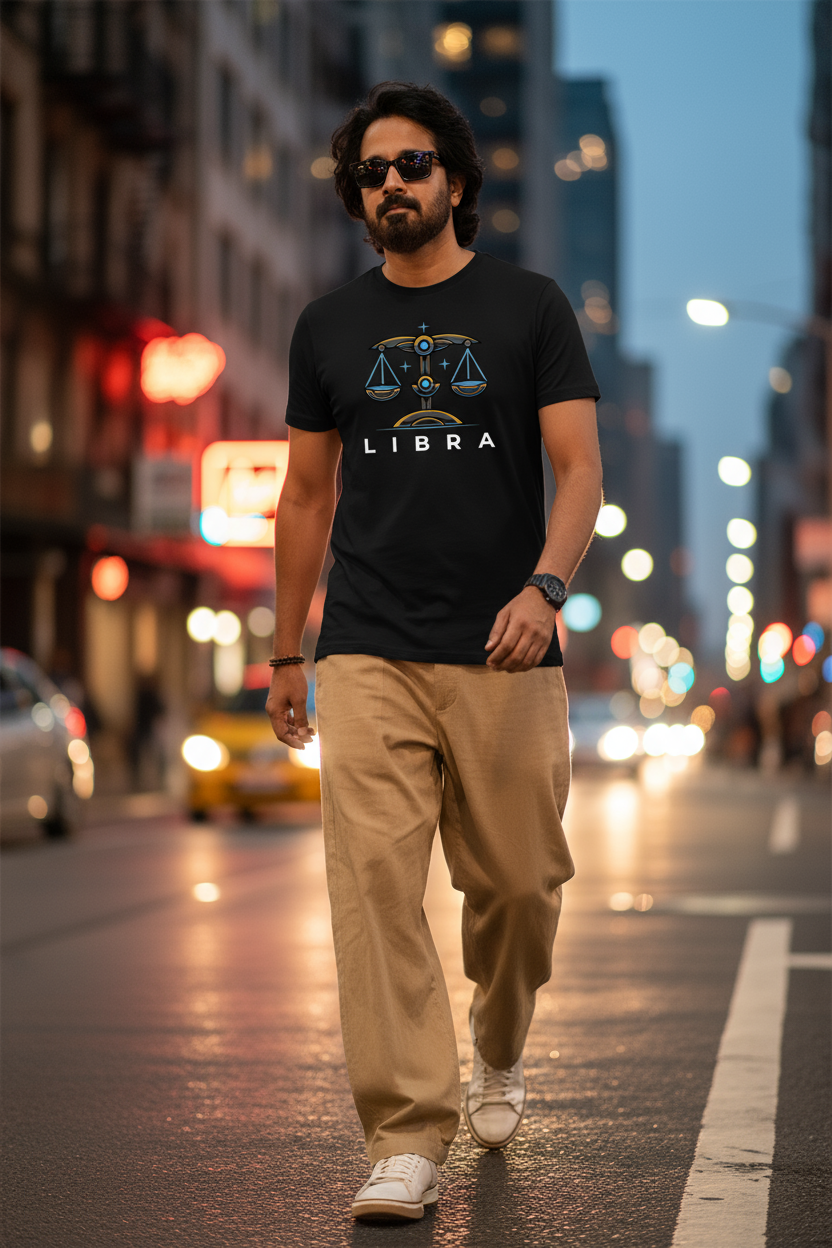 Libra Mens T Shirt (Black