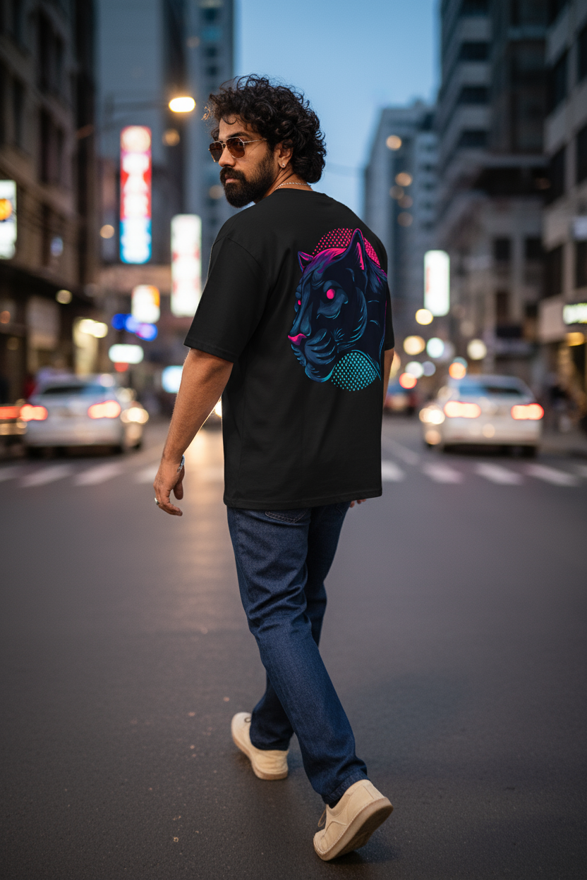 Panther Head Oversized T Shirt (Black)