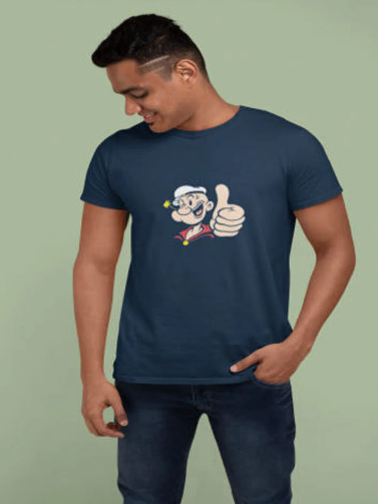 Navy Sailor Power Cotton Popeye T Shirt For Men
