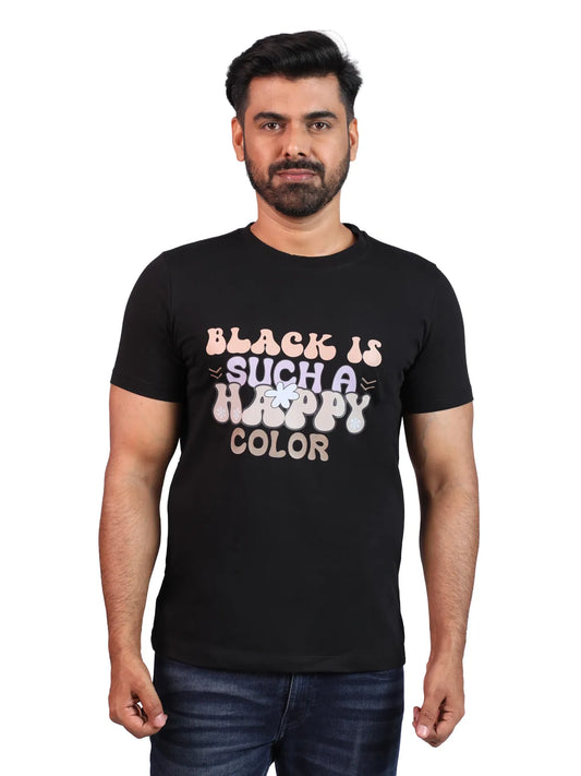 Black Happy Hue Premium Cotton Tee — Paradox Edition