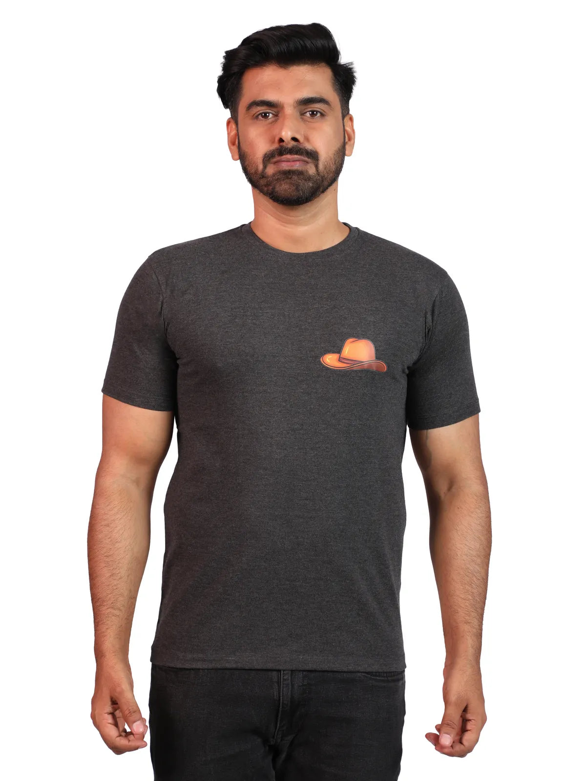 Grey Outlaw Sage Premium Cotton Tee — Cowboy Skull Wisdom Edition