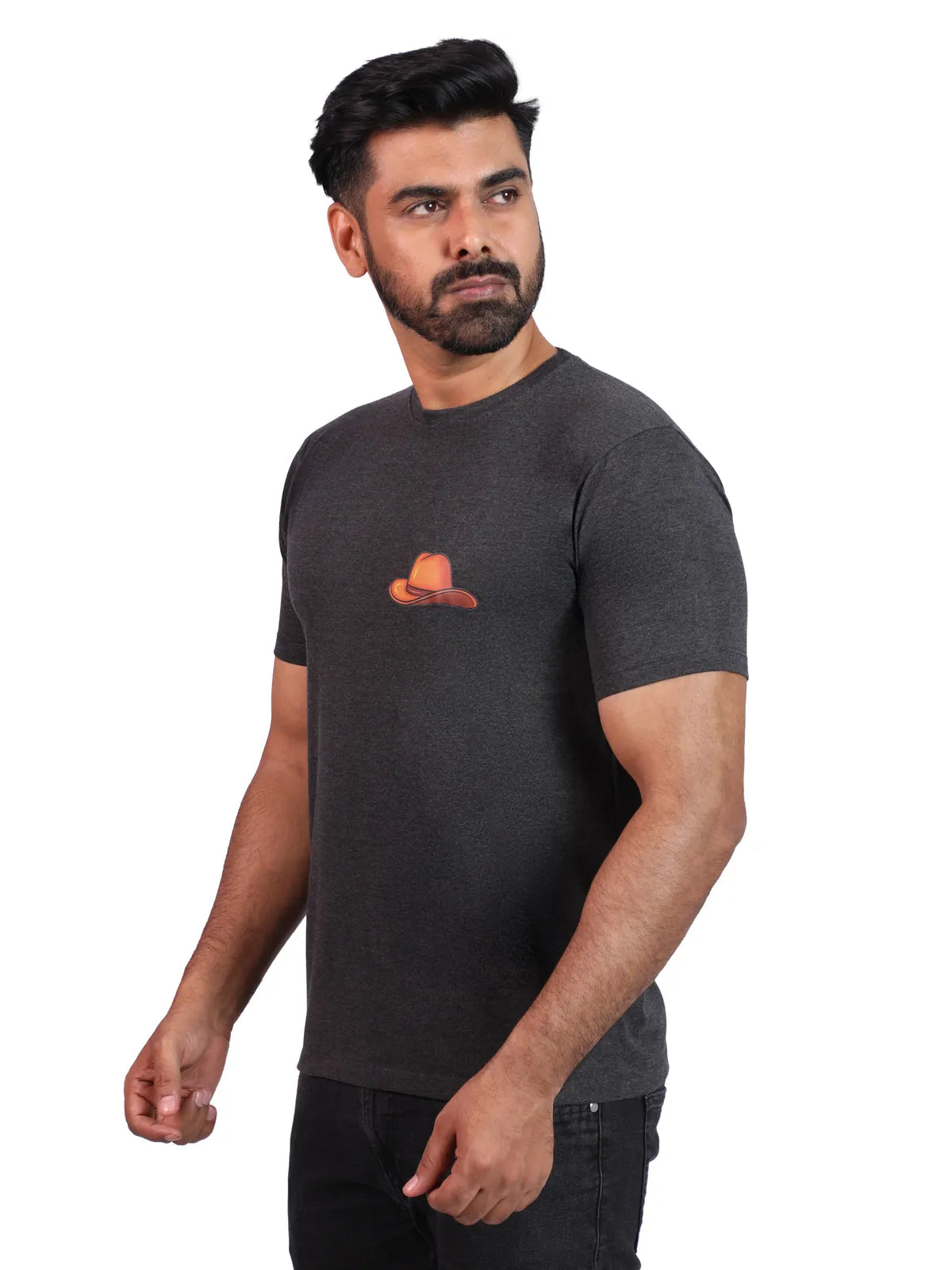 Grey Outlaw Sage Premium Cotton Tee — Cowboy Skull Wisdom Edition