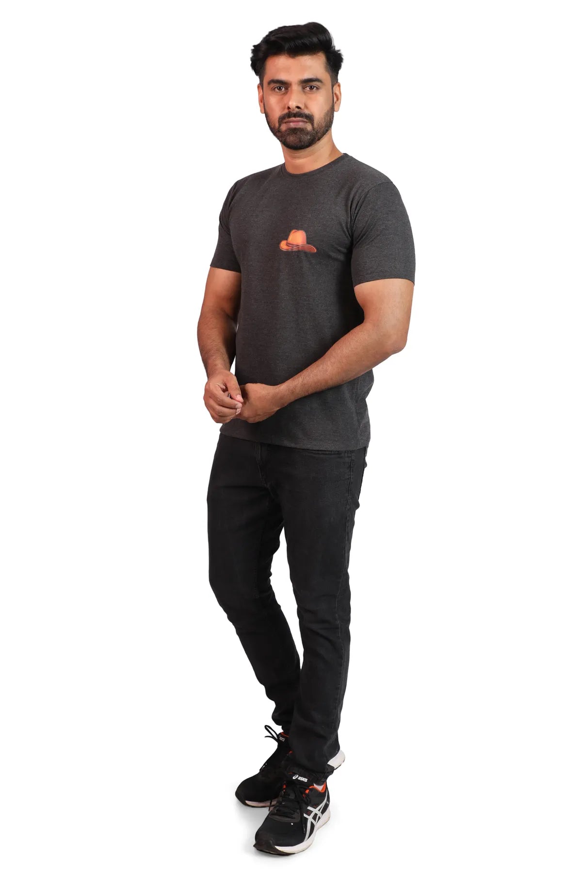 Grey Outlaw Sage Premium Cotton Tee — Cowboy Skull Wisdom Edition