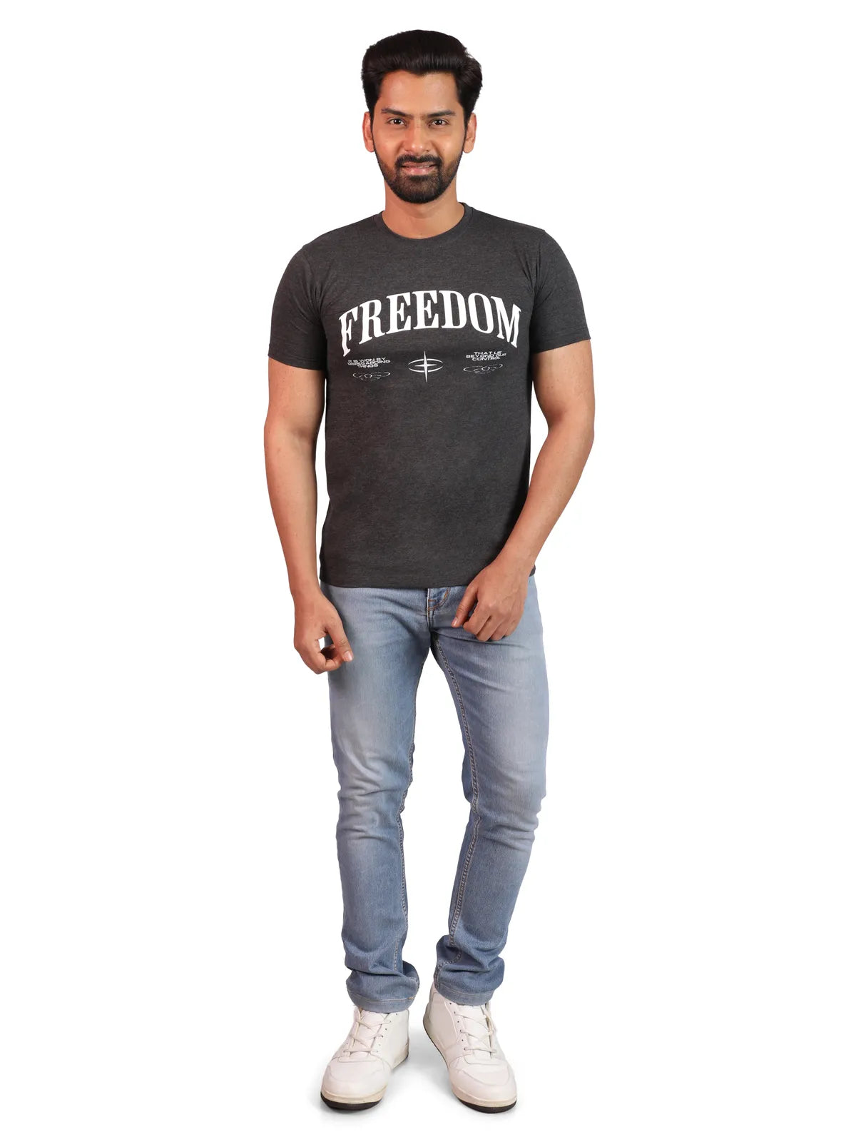 Grey Freedom Call Premium Cotton Tee - Unshackled Edition