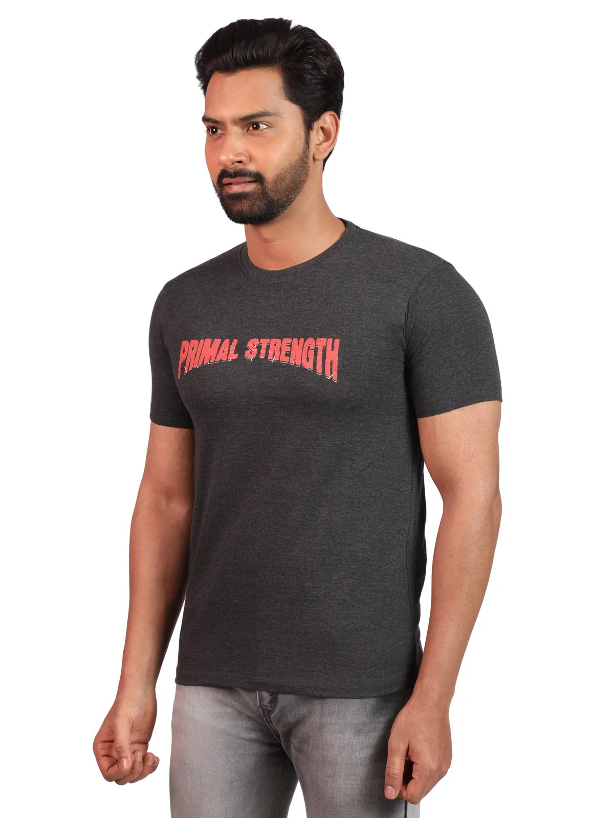 Grey Primal Strength Premium Cotton Tee