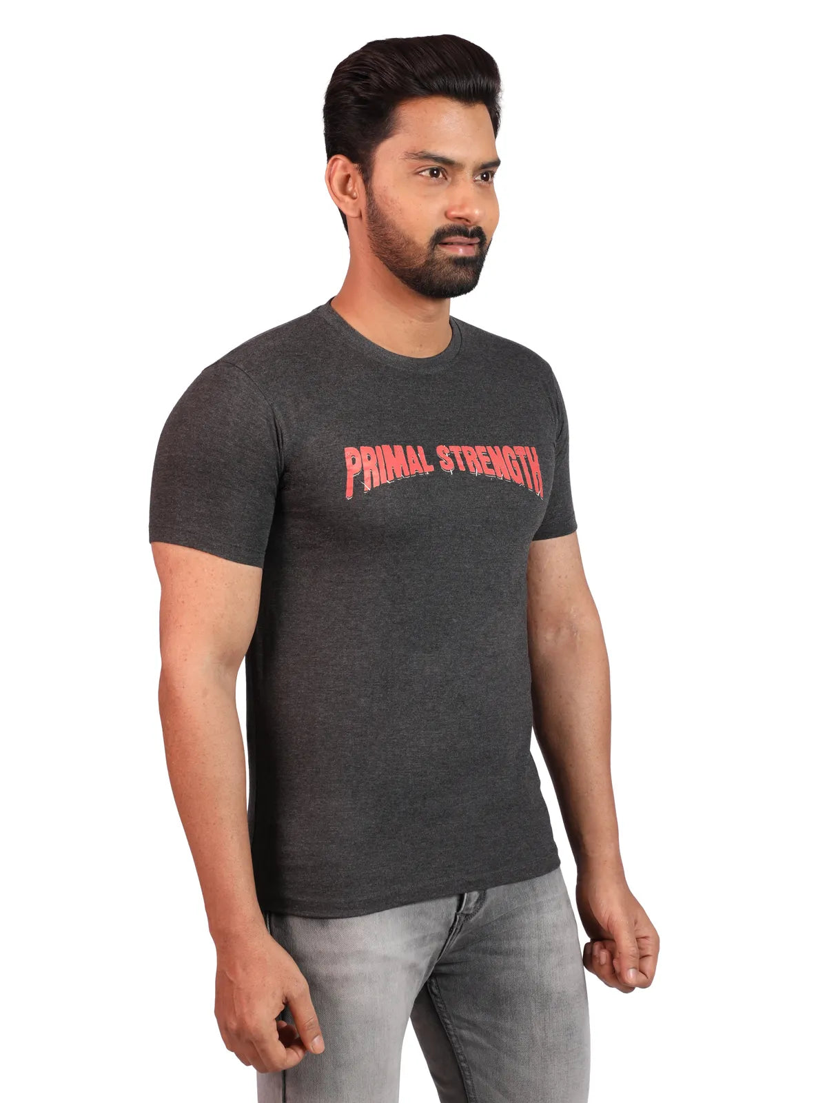 Grey Primal Strength Premium Cotton Tee