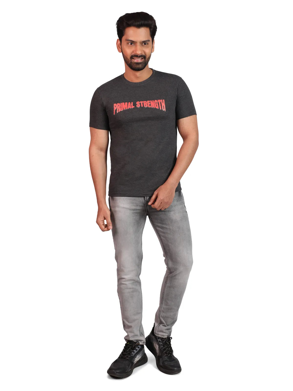 Grey Primal Strength Premium Cotton Tee