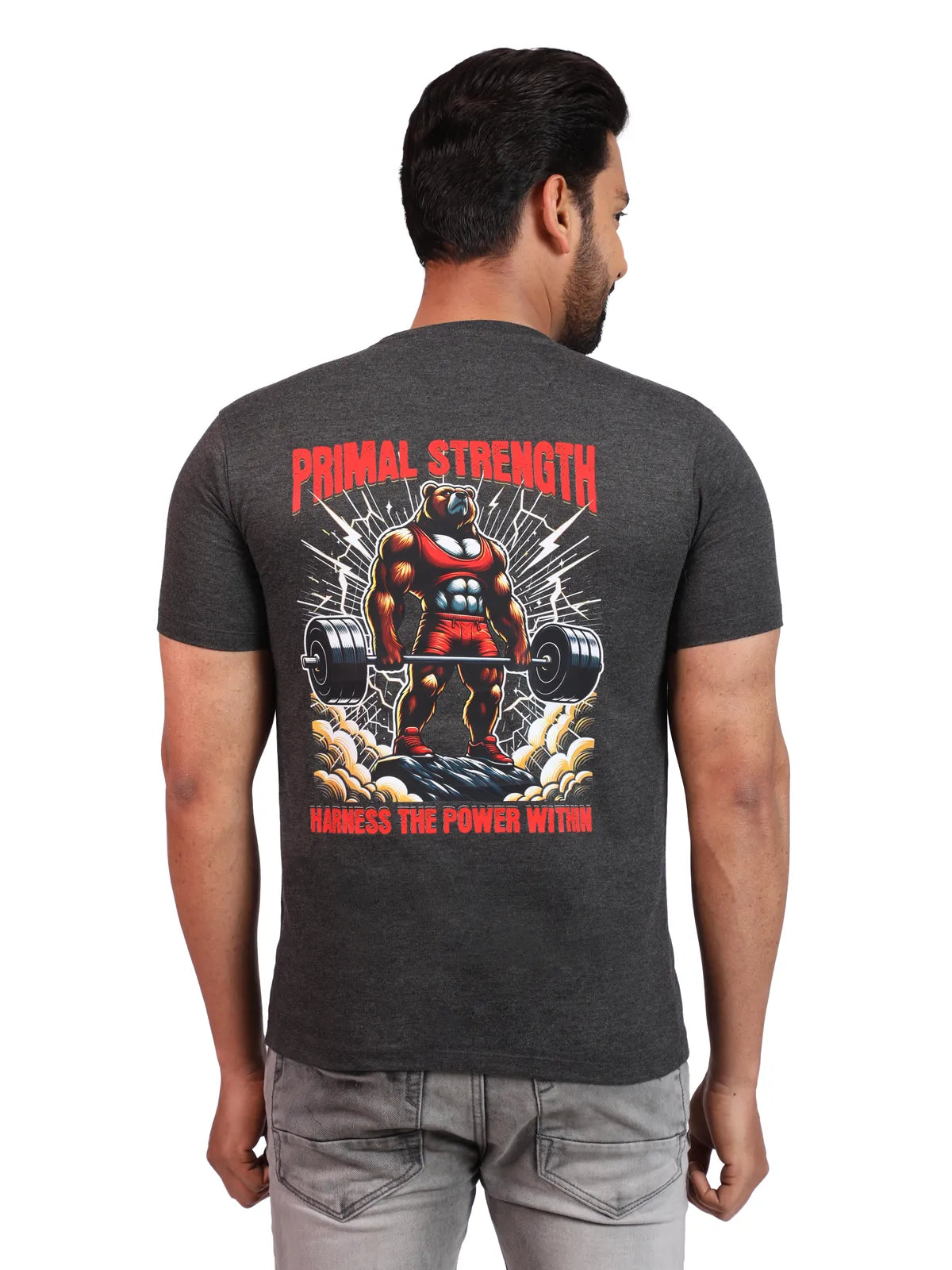 Grey Primal Strength Premium Cotton Tee