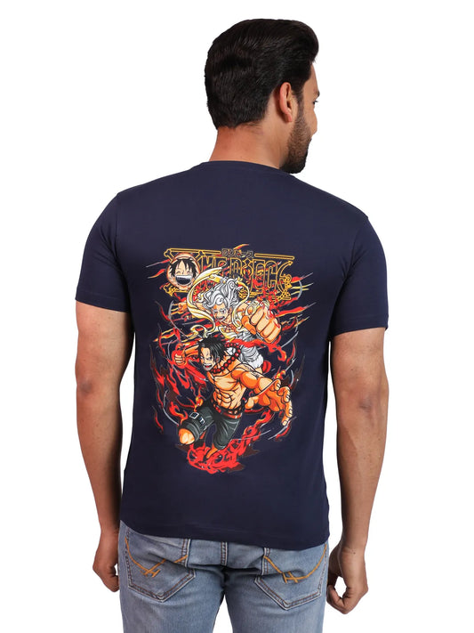 Navy One Piece Anime Premium Cotton Tee — Pirate King Edition Less