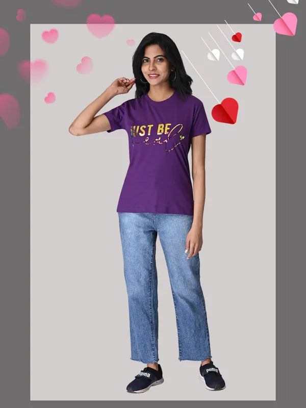 Purple "Just Be Real" T-Shirt — 100% Cotton Regular Fit For Women