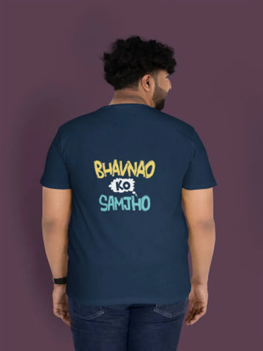Navy Back Prints Front Impact T Shirt For Men