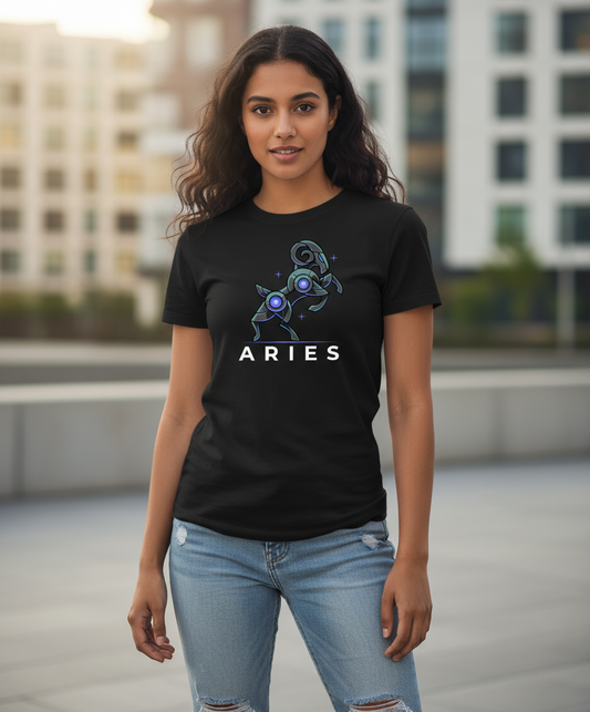 Black Aries Womens T-Shirt