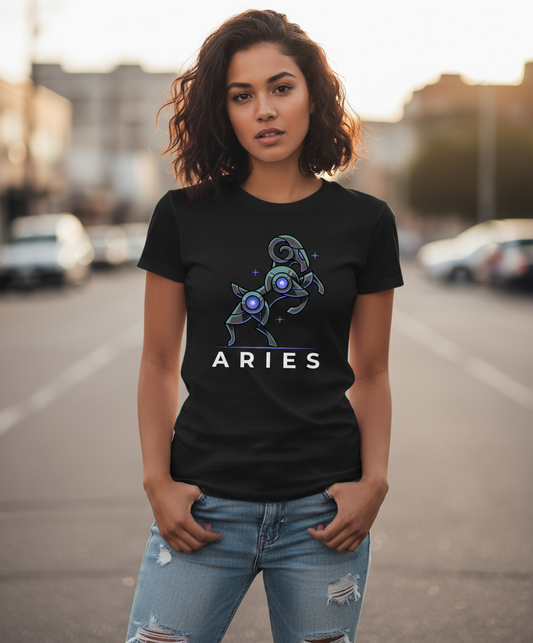 Black Aries Womens T-Shirt