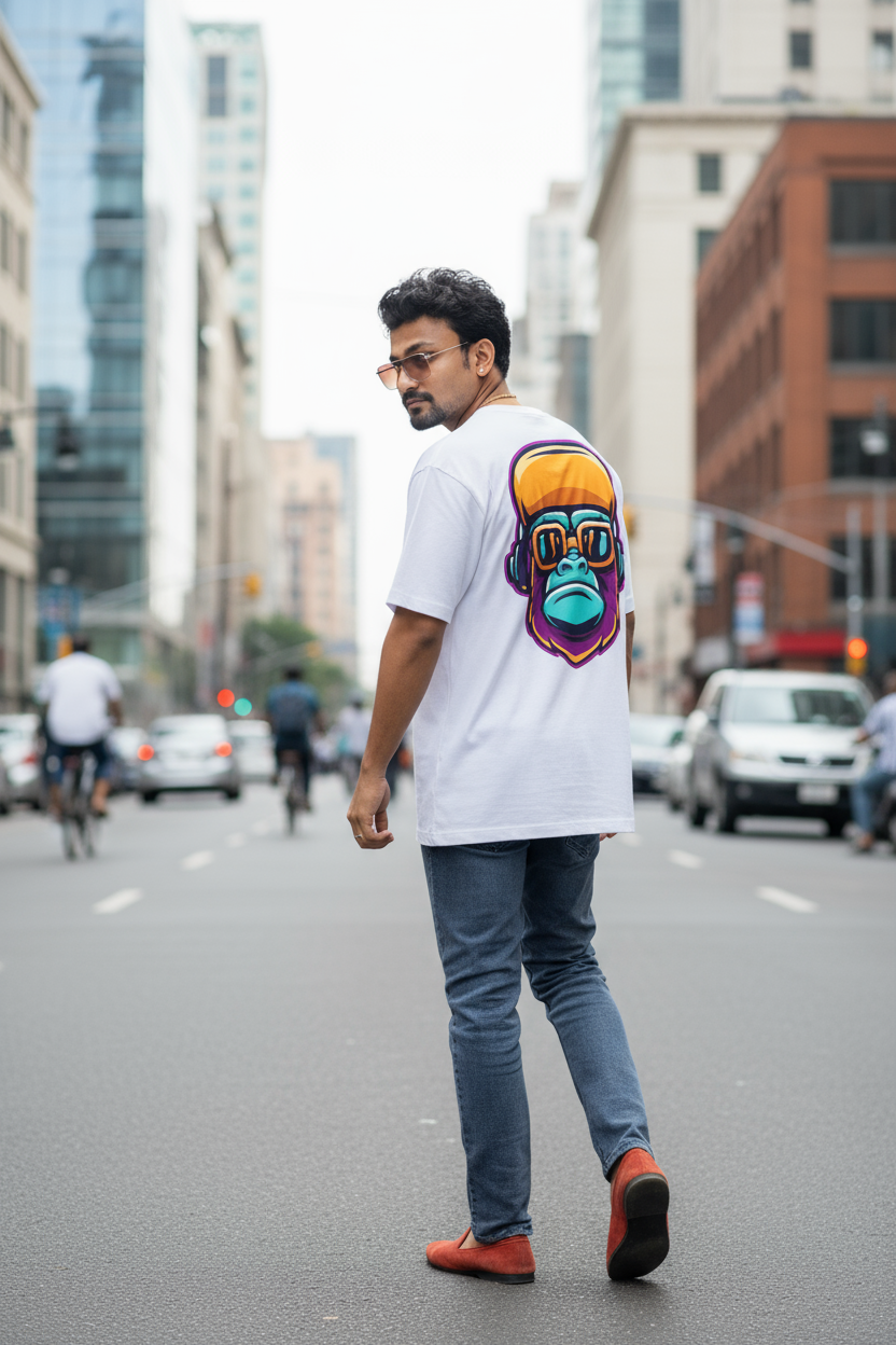 DJ Monkey Mens T Shirt (White)