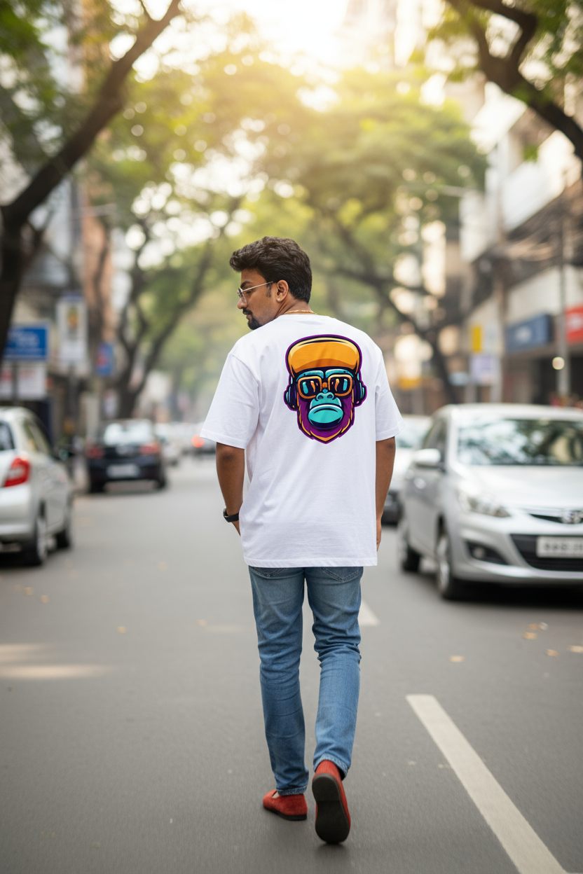 DJ Monkey Mens T Shirt (White)