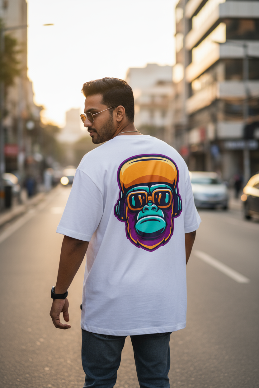 DJ Monkey Mens T Shirt (White)