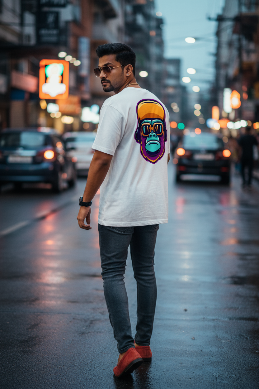 DJ Monkey Mens T Shirt (White)